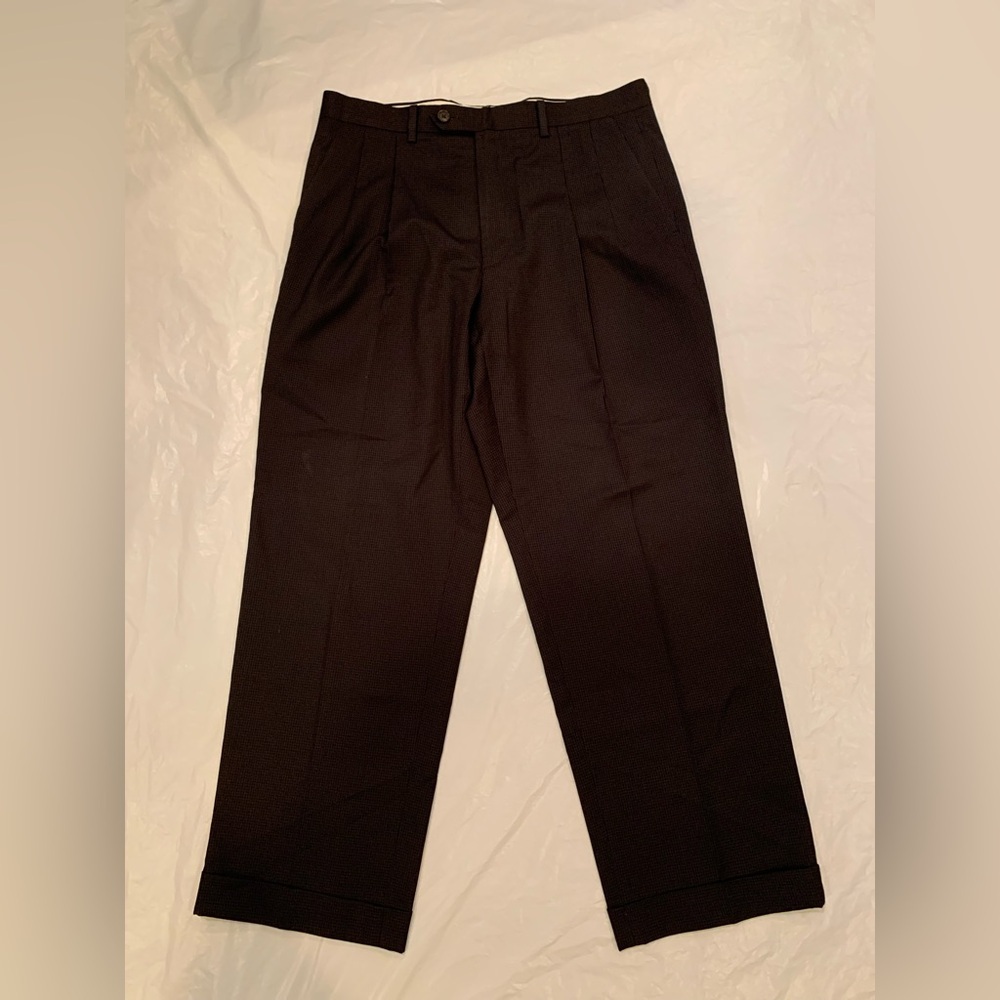 Ralph Ralph Lauren Black Plaid Men’s Cuffed Dress Pants Size 34x30